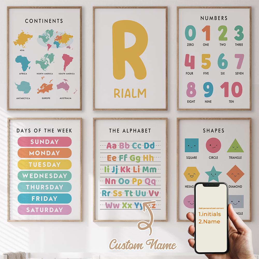 Conjunto de 6 Peças de Arte de - Kids Education Name avaliação e preço
